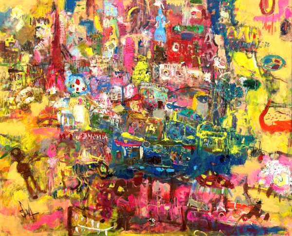 第74回 光陽展　藤井  早苗（フジイサナエ）Fun City 油 F100